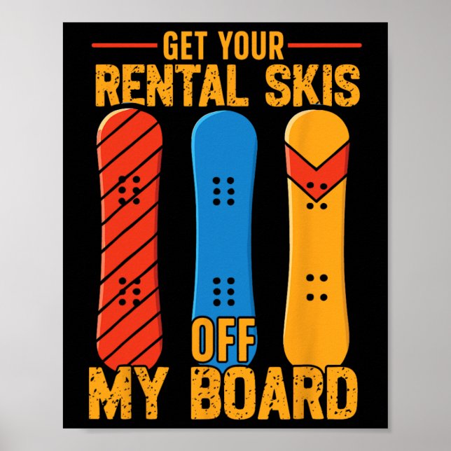 Snöbordande Vintage Retro Hämta din hyra Poster (Framsidan)