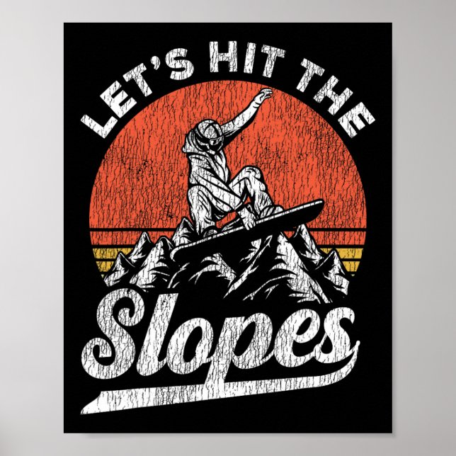 Snöbordande Vintage Retro Låt oss Slå Poster (Framsidan)