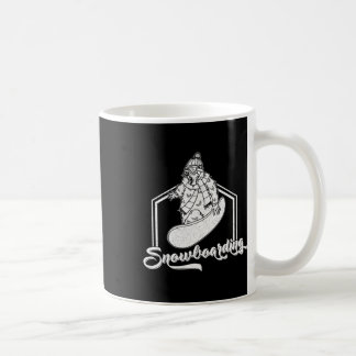 Snöbordningsaktivitet utomhusbergsskiva kaffemugg