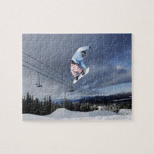 Snöborrning mitt i luft, baksida pussel