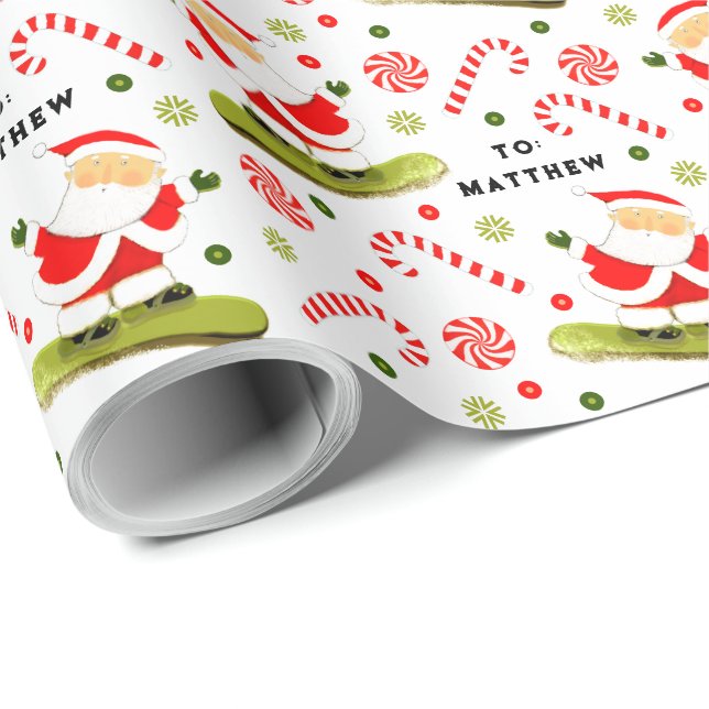 Snöbräda julklappsinslagningspapper presentpapper (Rullad Hörn)
