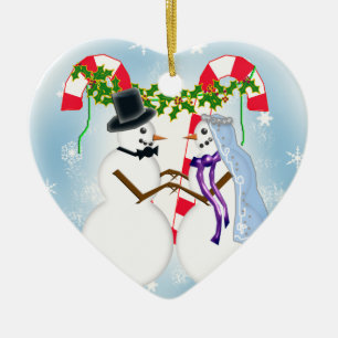 snöbröllop spara datum julgransprydnad keramik