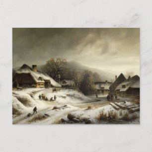 Snöbyn och liggande vykort