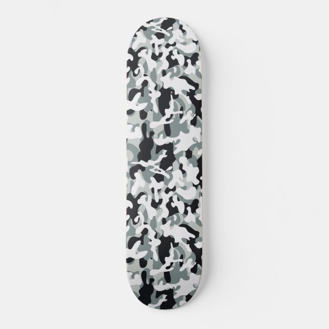Snödammig kamouflage  mini skateboard bräda 18,5 cm (Framsida)