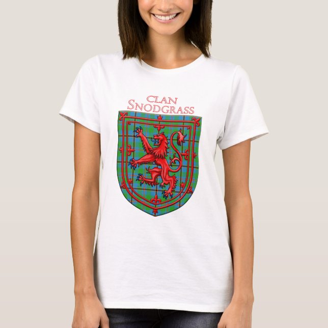 Snodgrass Tartan Scottish Plaid Lion Rampant T Shirt (Framsida)