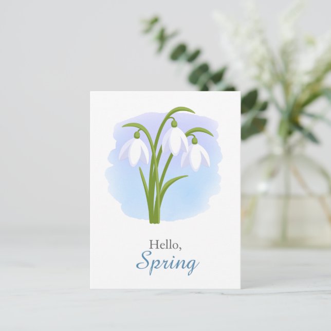 Snödroppar - Blått citattecken för Vår blommor Vykort (Stående Fram)