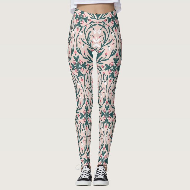 Snödroppar, Blommönster Leggings (Framsida)