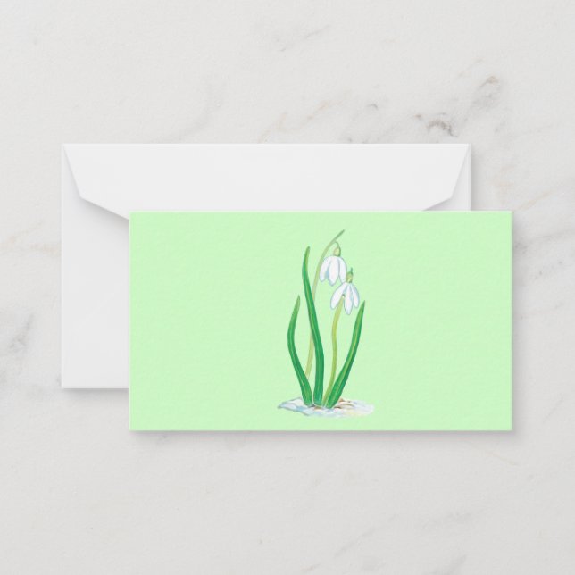 Snödroppar (Galanthus nivalis) Tidigt Vår blommor Anteckningskort (Framsida)