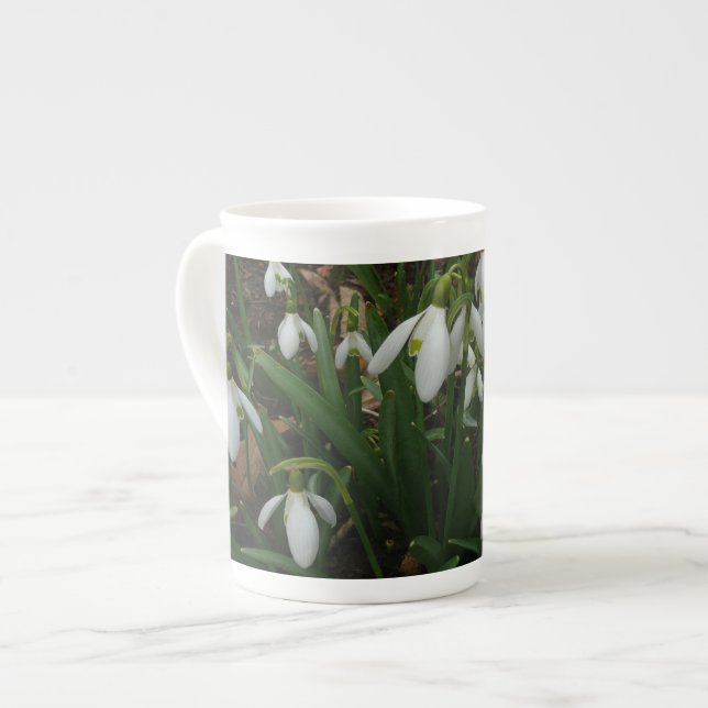 Snödroppar I (Galanthus) Vitt Vår blommor Benporslin Mugg (Framsida vänster)