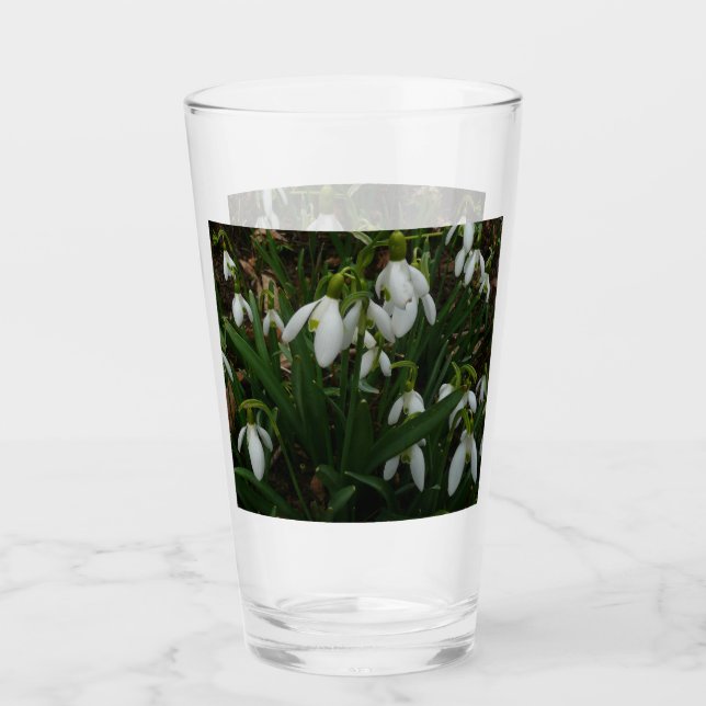 Snödroppar I (Galanthus) Vitt Vår blommor Glaskopp (Framsida)