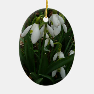Snödroppar I (Galanthus) Vitt Vår blommor Julgransprydnad Keramik