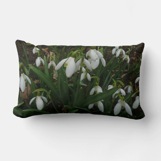 Snödroppar I (Galanthus) Vitt Vår blommor Lumbarkudde (Framsida)