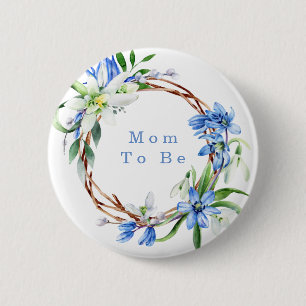 Snödroppar och Scilla Vår Blommigt Boy Shower Knapp