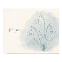 Snödroppe Botanisk Konsttryck | Januari Blomma