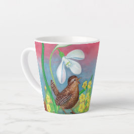 Snödroppe och wren-fågel kallar vår-ungarna