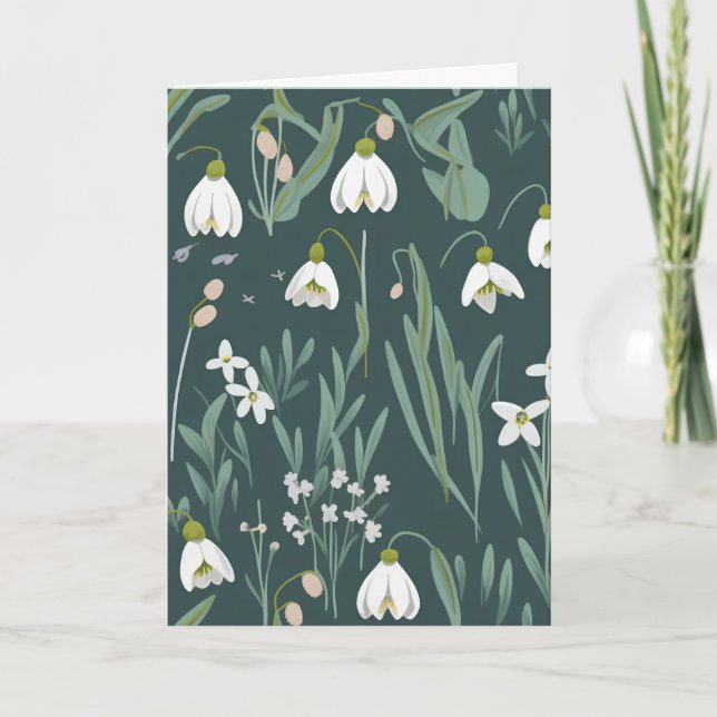 Snödroppsblomma på födelsedagen kort (Framsida)