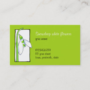 Snödroppvit grönt Florist, Affärskort Visitkort