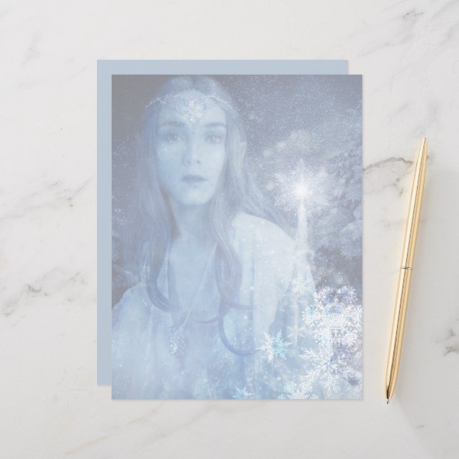 Snödrottning Jul Fantasi Konstverk (Fram/Back In Situ)