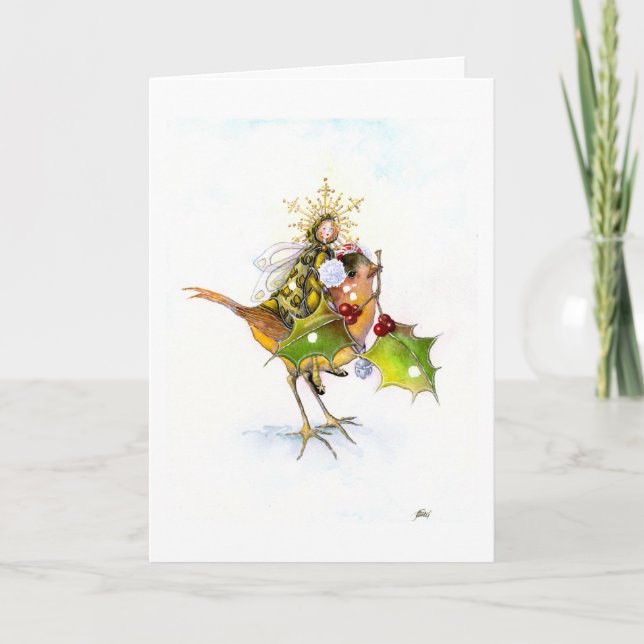 snöfågelkort för jul/helgdag tack kort (Framsida)