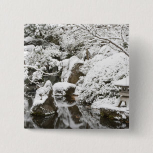 Snöfall i Portland Japanese Garden, 2 Knapp