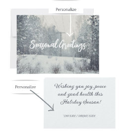 Snöfall i vinterskogen julkort