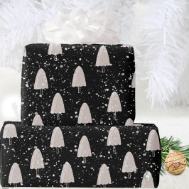 Snöfall Julgran Trendig Vinter Presentpapper