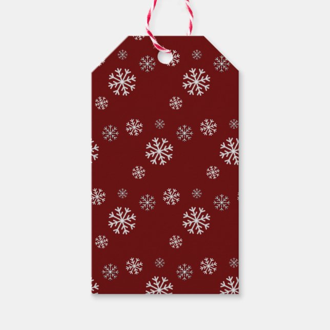 Snöfall på röd vinterpresentetikett presentetikett (Framsidan)