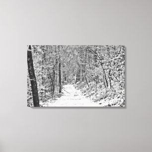 Snöfall på skogstrafiken B&W Canvastryck