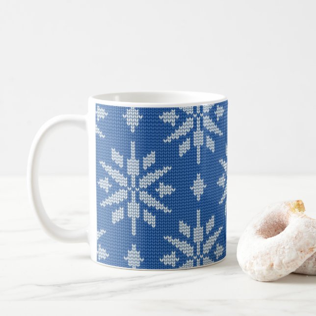 Snöfallstickning Kaffemugg (Med munk)