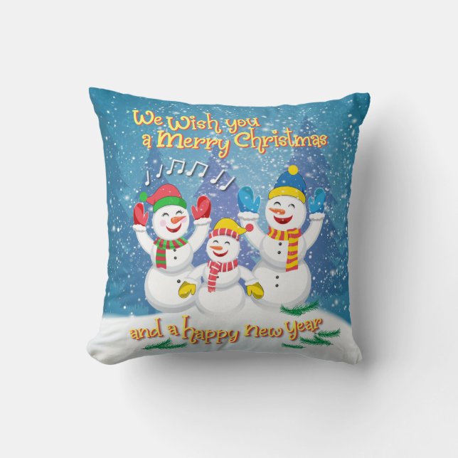 Snöfamilj - jul och nyår kudde (Framsida)