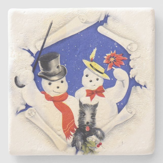 Snöfamilj- och hundjulen stenunderlägg (Framsidan)