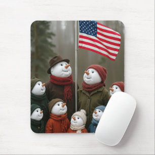 Snöfamilj runt en amerikan musmatta