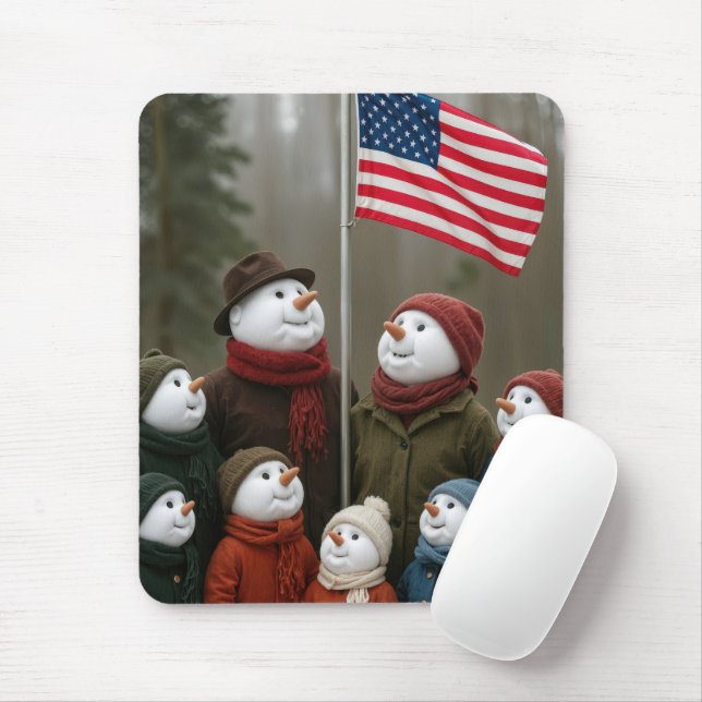 Snöfamilj runt en amerikan musmatta (Med mus)