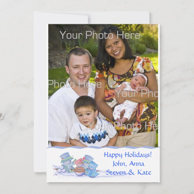 Snöfamiljens fotokort julkort (Framsida)