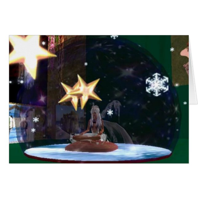 Snöfe i ett snöjordklot hälsningskort (Framsidan Horizontal)