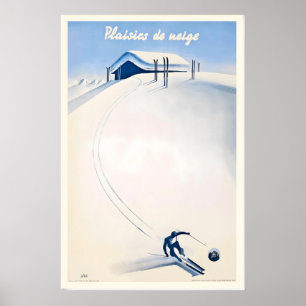 Snöfint vintersport Frankrike Vintage skidposter Poster