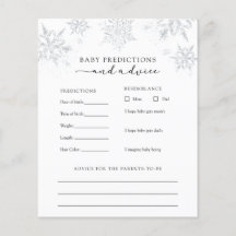 Snöflake Baby Advice and Prediktions Card