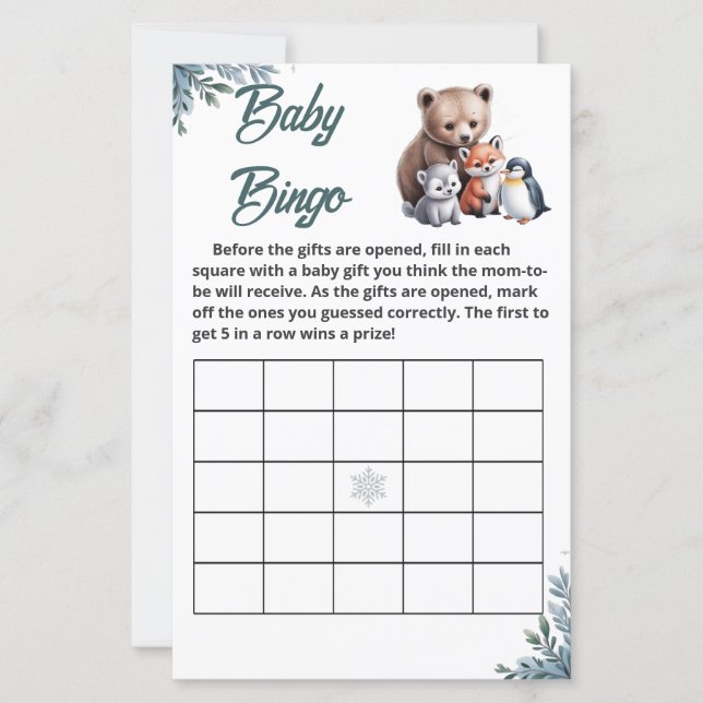 "Snöflake" Baby Shower Bingo (Framsida)