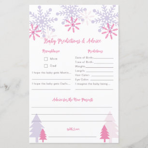 Snöflake Baby Shower Winter Predictions Advice