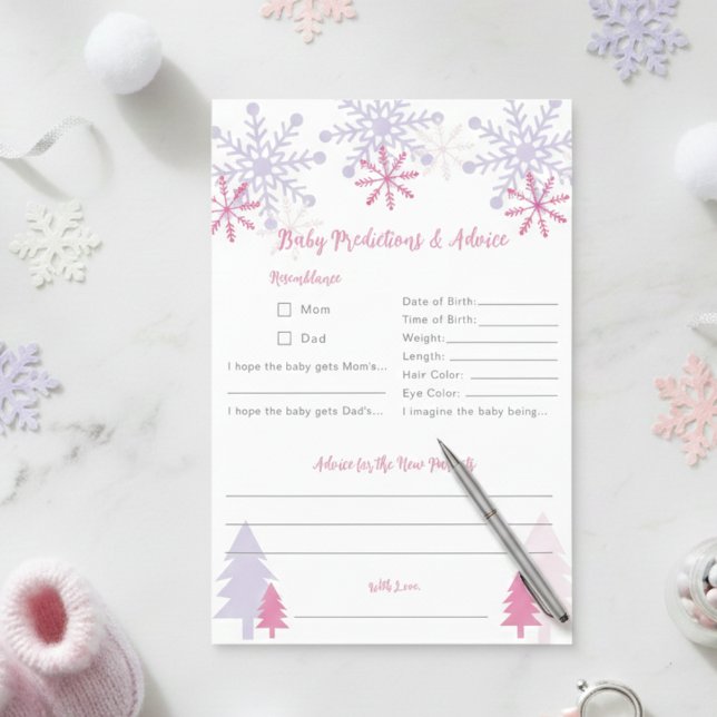 Snöflake Baby Shower Winter Predictions Advice Flygblad (Skapare uppladdad)