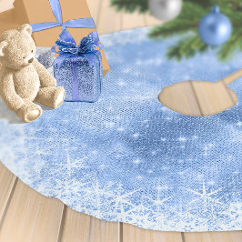 Snöflake Glitter och Shine Blue ID671 Julgransmatta Borstad Polyester