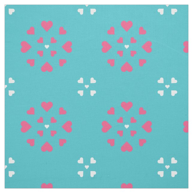 Snöflake Hearts Blue White Rosa Tyg (Provkarta)