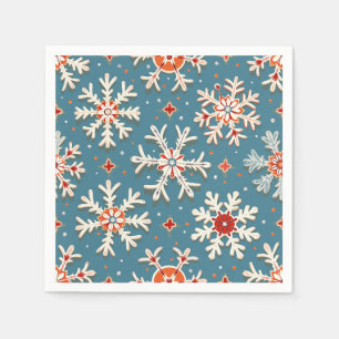 Snöflake Mönster Napkin med blå bakgrund Pappersservett