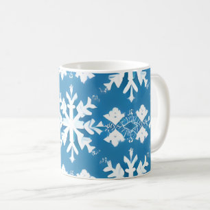 Snöflake Mönster på blå bakgrund Kaffemugg