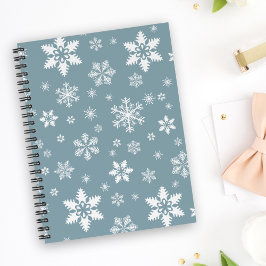 Snöflake Mönster, Vita Snöflingor, Snö, Grått Anteckningsbok