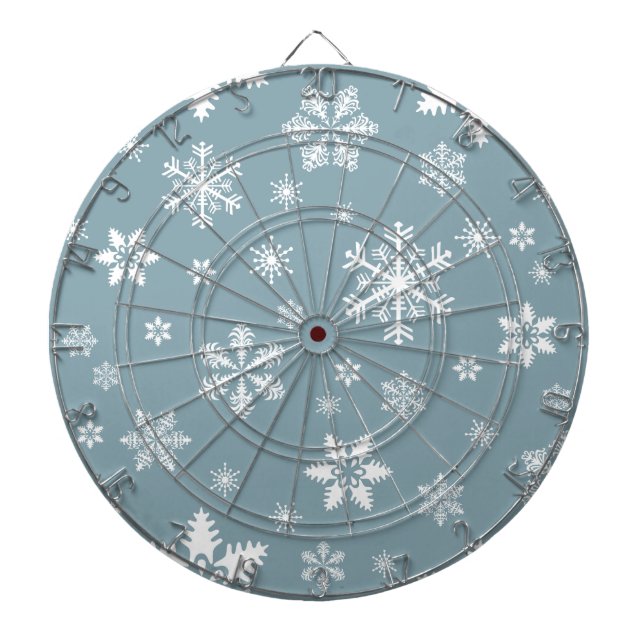 Snöflake Mönster, Vita Snöflingor, Snö, Grått Darttavla (Framsidan)