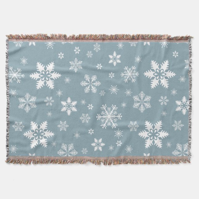 Snöflake Mönster, Vita Snöflingor, Snö, Grått Filt (Framsidan)