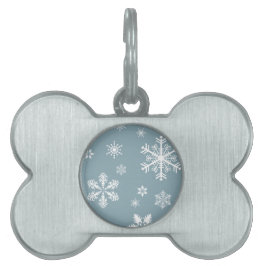 Snöflake Mönster, Vita Snöflingor, Snö, Grått ID-bricka Husdjur
