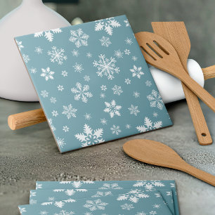 Snöflake Mönster, Vita Snöflingor, Snö, Grått Kakelplatta