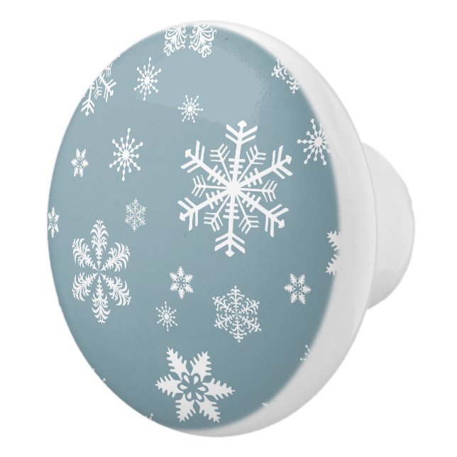 Snöflake Mönster, Vita Snöflingor, Snö, Grått Knopp (Höger)